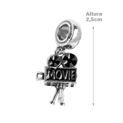 Berloque de Prata Filmadora.