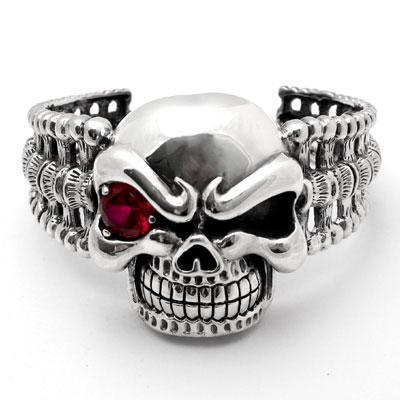Bracelete de Prata Caveira com Zircônia