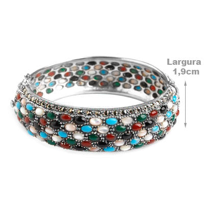 Bracelete de Prata com Pedras