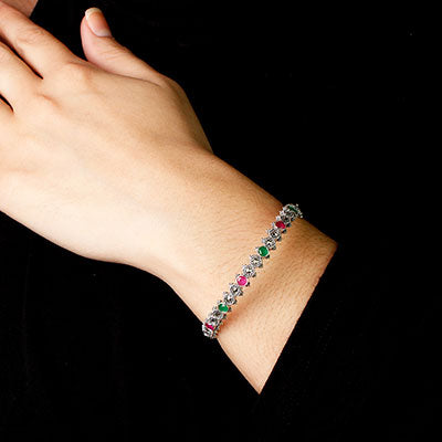 Bracelete de Prata com Pedras