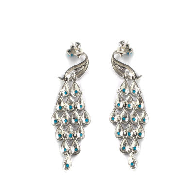 Brinco de Prata Pavão com Marcassitas