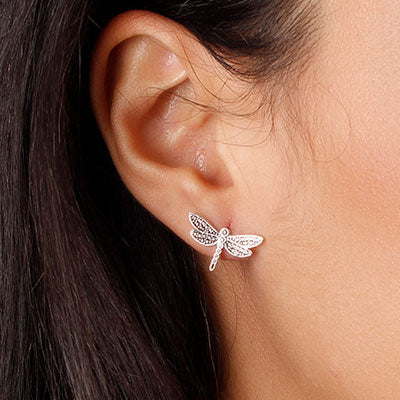 Brinco de Prata Libélula