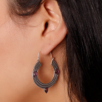 Argola de Prata com Ametista.