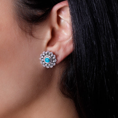 Brinco de Prata com turquesa