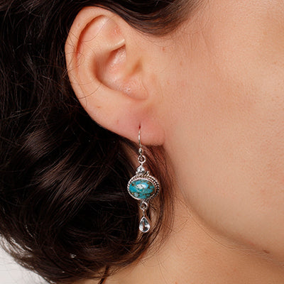 Brinco de Prata com Turquesa.