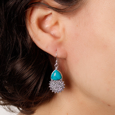 Brinco de Prata com Turquesa