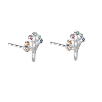 Brinco de Prata Árvore Com Zircônia