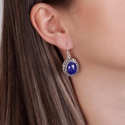 Brinco de Prata com Lápis Lázuli.