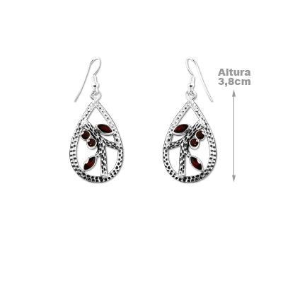 Brinco de Prata com Granada.