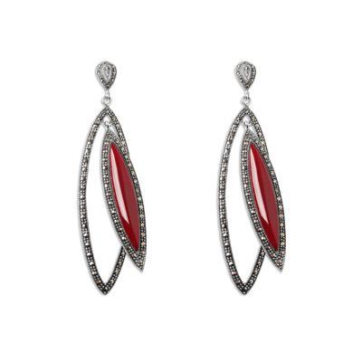 Brinco de Prata com Ágata e Marcassitas.