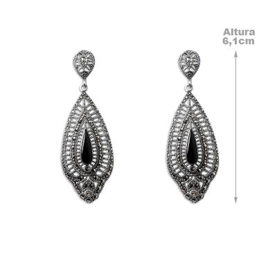 Brinco de Prata com Ágata e Marcassitas