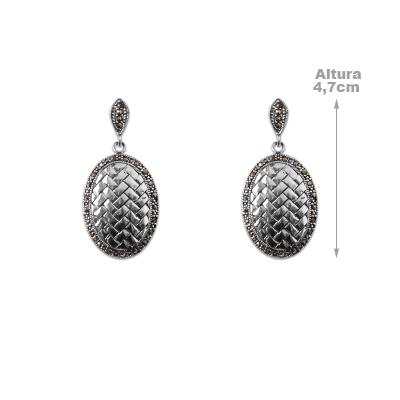 Brinco de Prata Trabalhado com Marcassita.