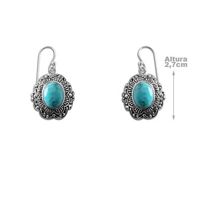 Brinco de Prata com Turquesa.