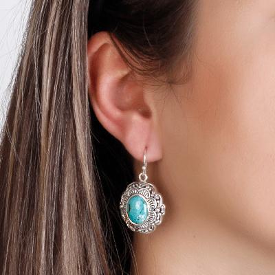 Brinco de Prata com Turquesa.
