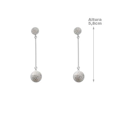 Brinco de Prata com Zircônias.