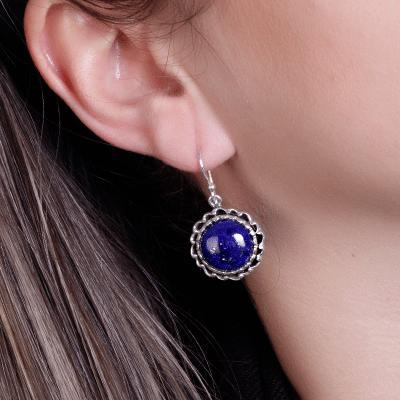 Brinco de Prata com Lápis Lázuli.