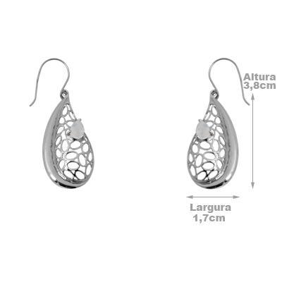 Brinco de Prata com Pedra da Lua.