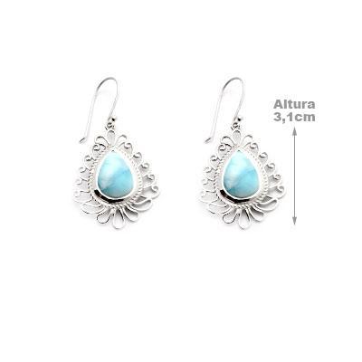 Brinco de Prata com Larimar.