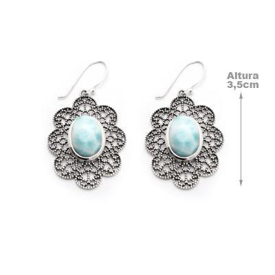 Brinco de Prata com Larimar.