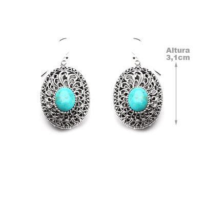 Brinco de Prata com Turquesa.