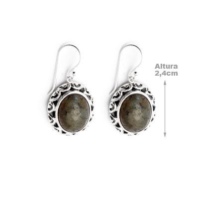 Brinco de Prata com Labradorita