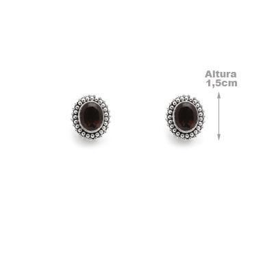 Brinco de Prata com Quartzo Fumê.