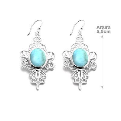Brinco de Prata com Larimar.
