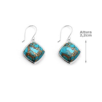Brinco de Prata com Turquesa.