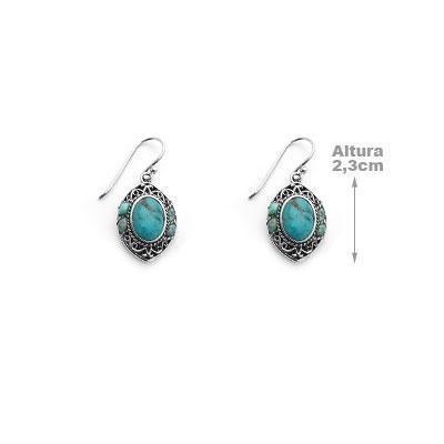 Brinco de Prata com Turquesa.