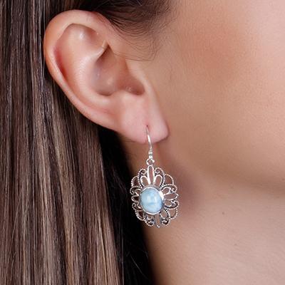 Brinco de Prata com Larimar