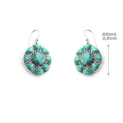 Brinco de Prata com Turquesa.