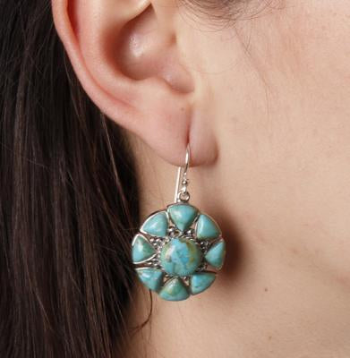 Brinco de Prata com Turquesa.