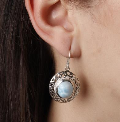 Brinco de Prata com Larimar.