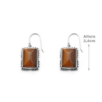 Brinco de Prata com Olho de Tigre.