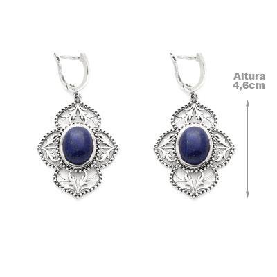 Brinco de Prata com Lápis Lázuli.