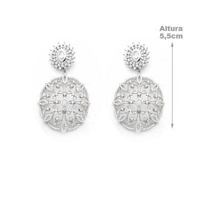 Brinco de Prata com Zircônia.