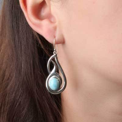 Brinco de Prata com Larimar