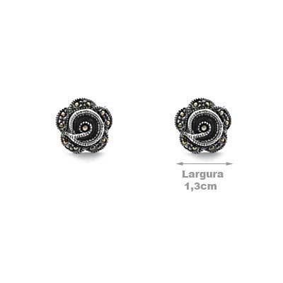 Brinco de Prata Flor com Marcassitas.