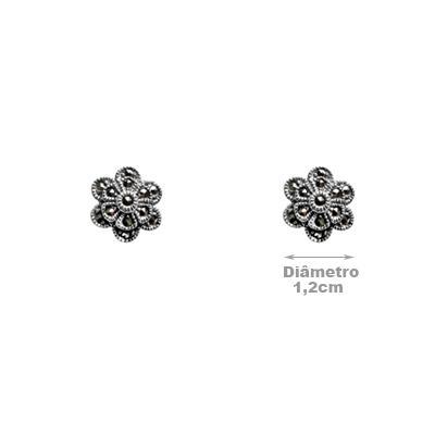 Brinco de Prata Flor com Marcassitas