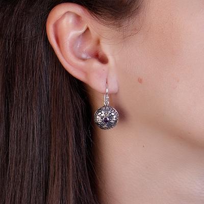 Brinco de Prata com Ametista.