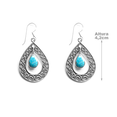 Brinco de Prata com Turquesa.
