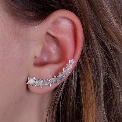 Brinco de Prata Contorno de Orelha (Ear Cuff) Estrelas
