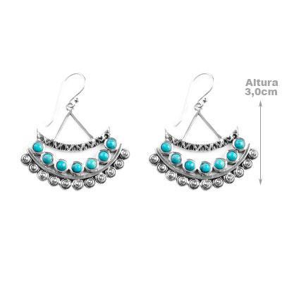 Brinco de Prata com Turquesa.