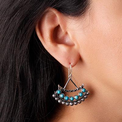 Brinco de Prata com Turquesa.