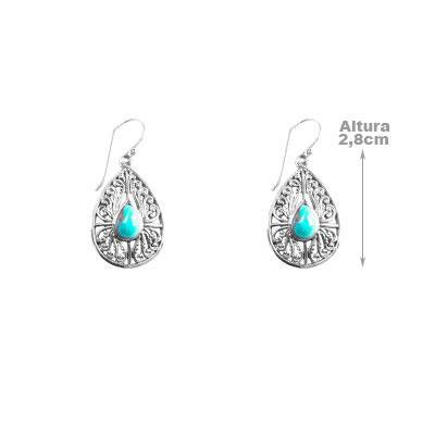 Brinco de Prata com Turquesa