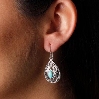 Brinco de Prata com Turquesa