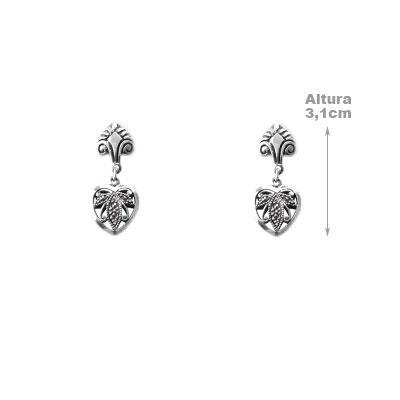 Brinco de Prata Coração com Marcassitas.