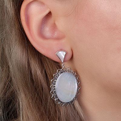 Brinco de Prata com Madrepérola