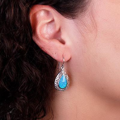 Brinco de Prata com Opala.