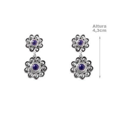 Brinco de Prata com Lápis Lázuli.